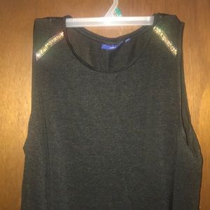Charcoal gray embellished tank